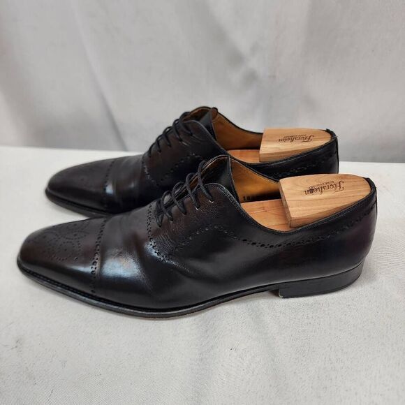 Florsheim Mens 12 Rucci Cap Toe Balmoral Oxford Black Leather Dress Shoes - Picture 4 of 10